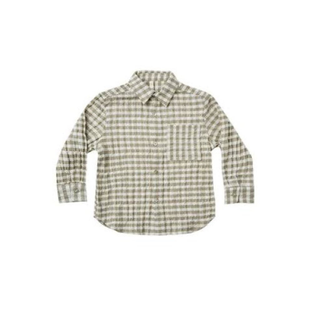 •SOLD• Rylee & Cru Olive Gingham Collared Shirt 6/7